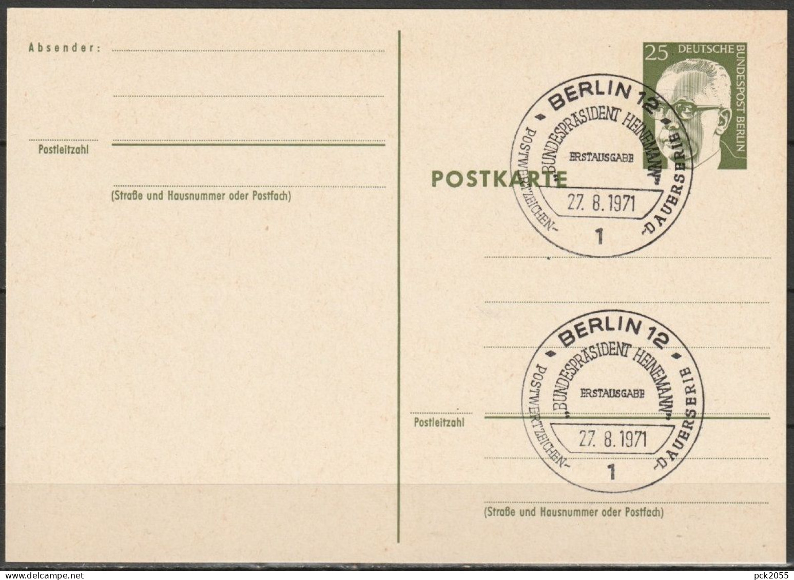 Berlin Ganzsache 1971/72 Mi.-Nr. P 82 Ersttagsstempel BERLIN 27.8.71  ( PK 211 ) - Postkaarten - Gebruikt