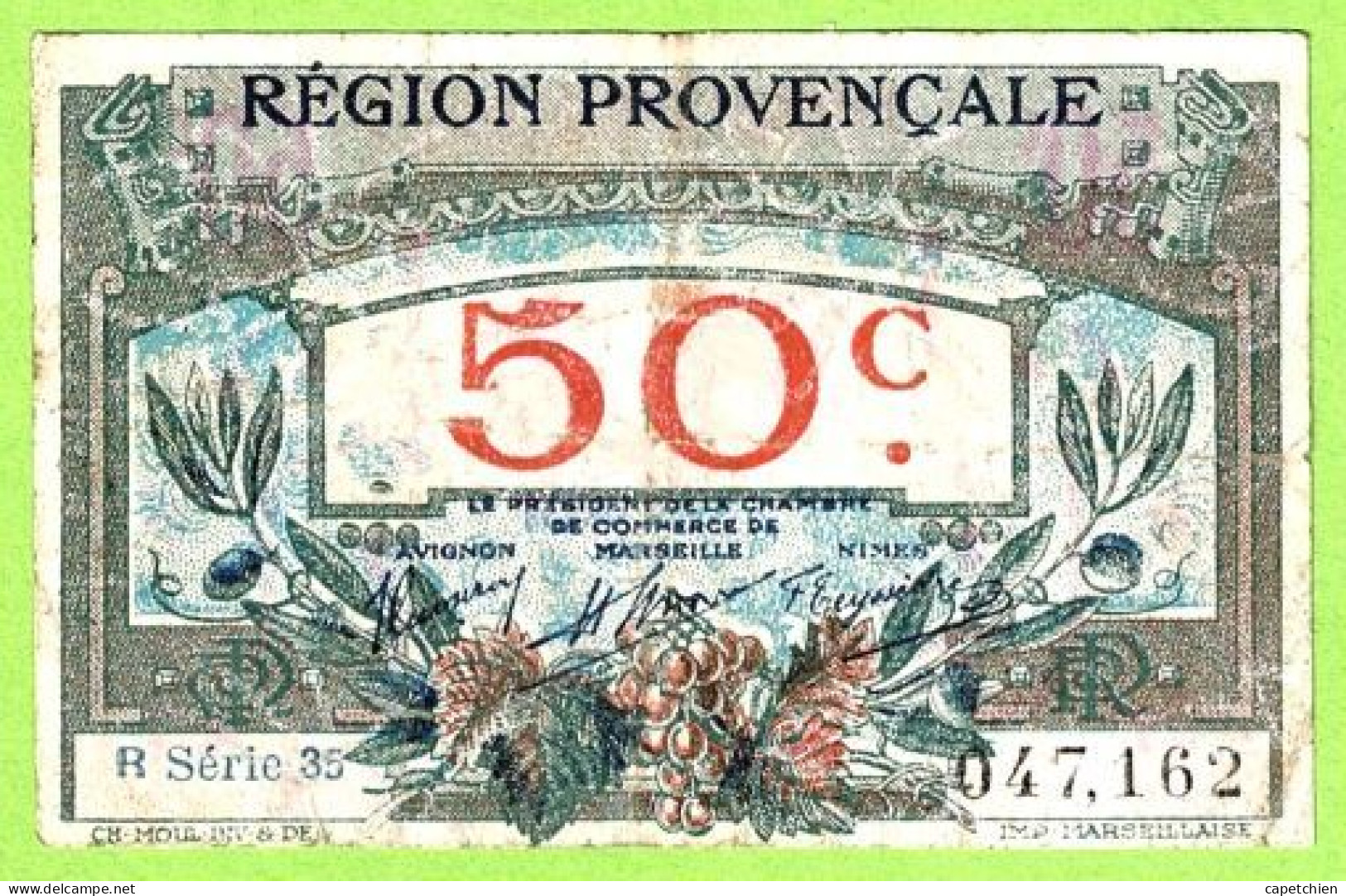 FRANCE / CHAMBRE De COMMERCE / REGION PROVENCALE / 50 CENTIMES / 047162 / R  SERIE 35 - Cámara De Comercio