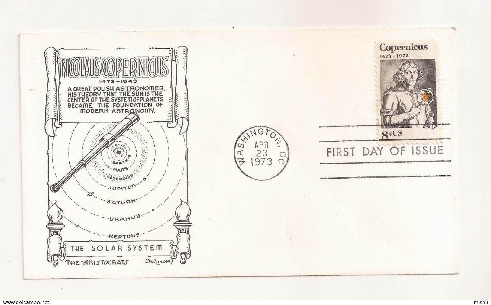 P7 Envelope FDC-USA - Nicolaus Copernicus - First Day Of Issue ,uncirculated 1973 - Andere & Zonder Classificatie