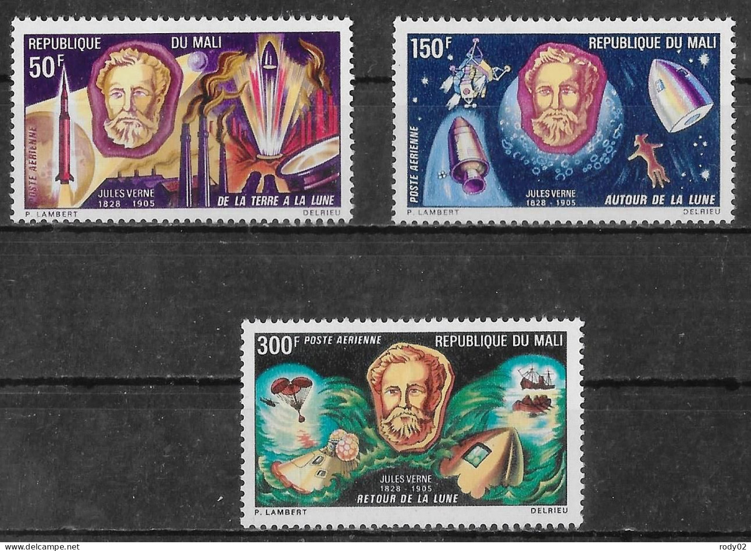 MALI - JULES VERNE, PRECURSEUR DE L'ESPACE - PA 90 A 92 - NEUF** MNH - Escritores