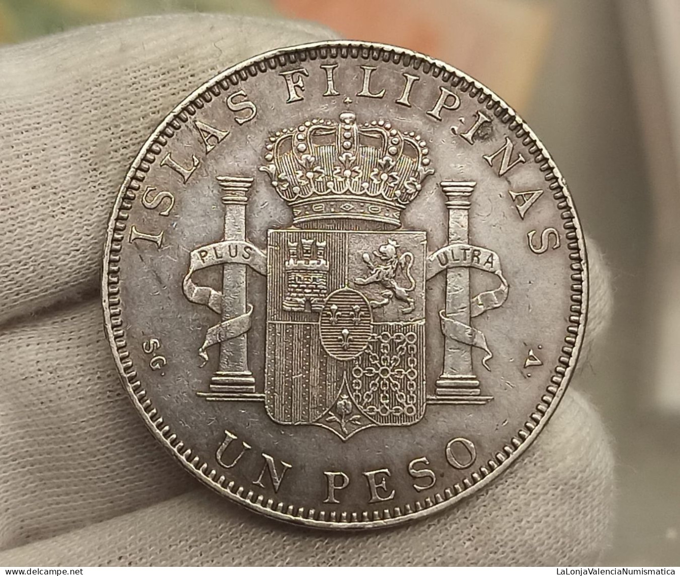 España Spain Alfonso XIII - 1 Peso 1897 Filipinas Km 154 Plata - Other & Unclassified