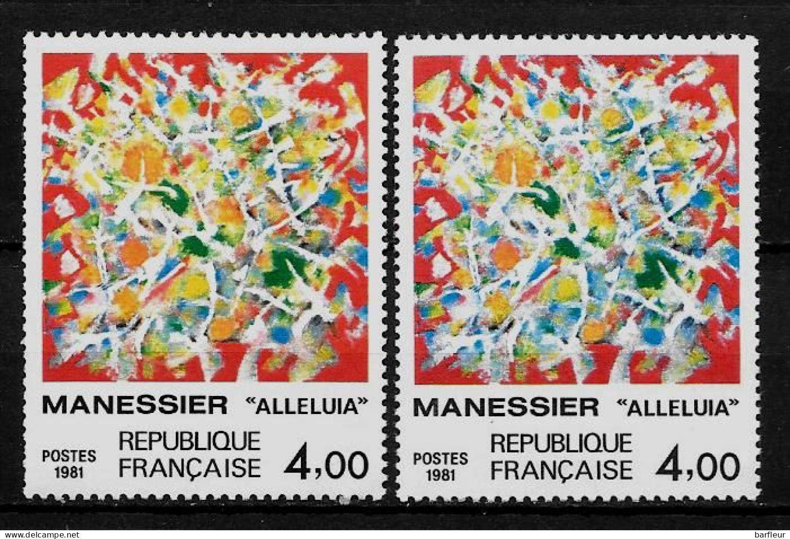 Année 1981 : Y. & T. N° 2169 ** Bleu Très Atténué Sur Le Timbre De Gauche Par Rapport à Celui De Droite - Neufs