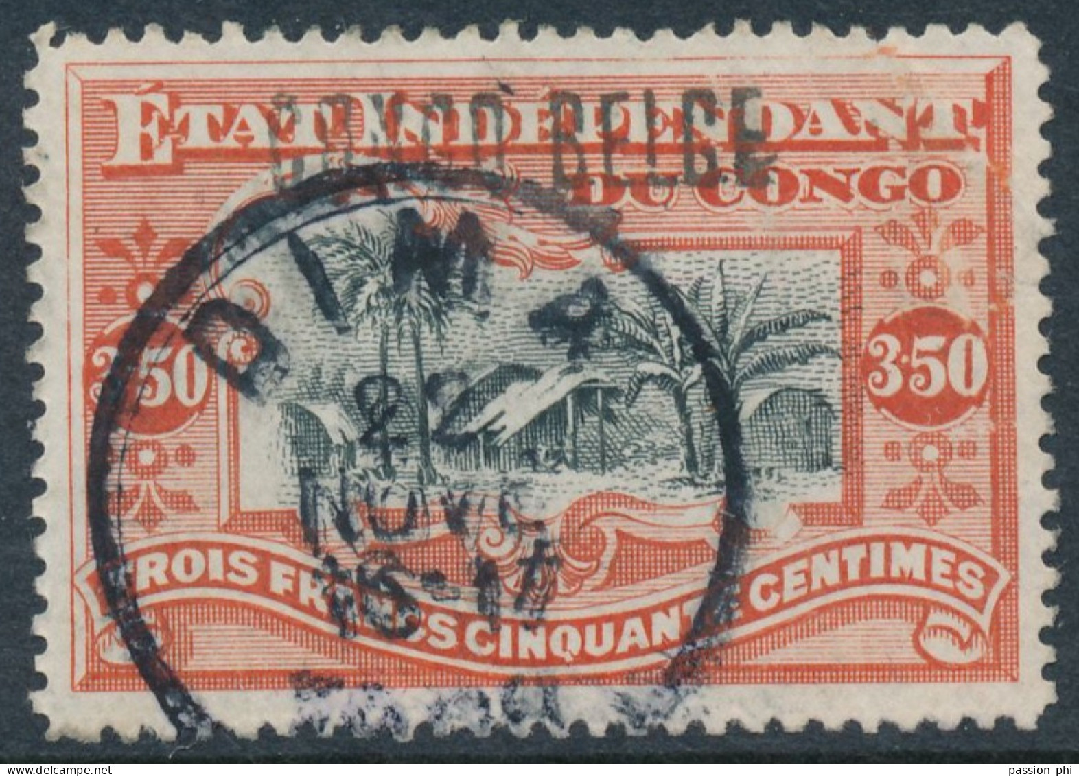 B7 BELGIAN CONGO 1909 ISSUE COB 37L1 USED - Gebraucht