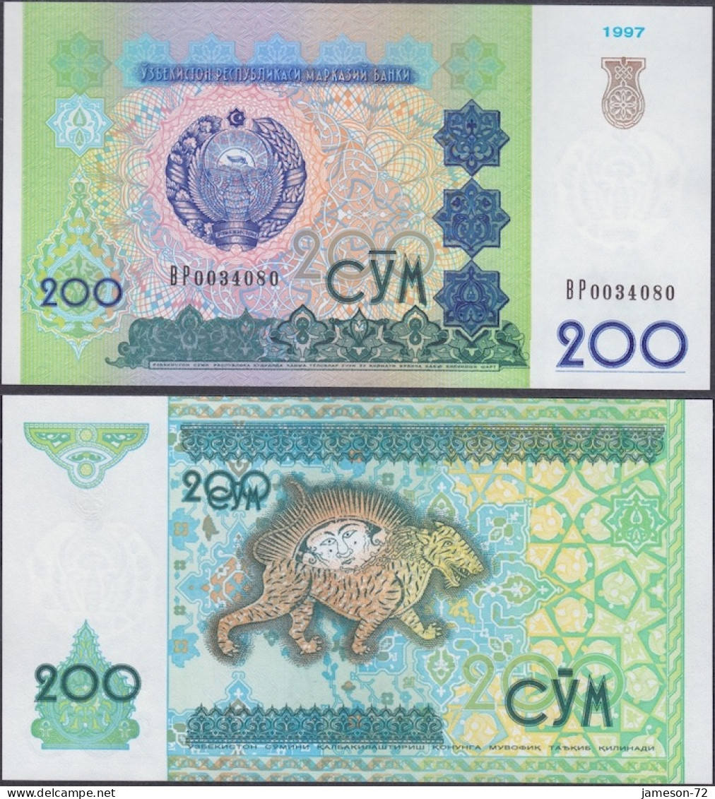 UZBEKISTAN - 200 Som 1997 P# 80 Asia Banknote - Edelweiss Coins - Uzbekistan