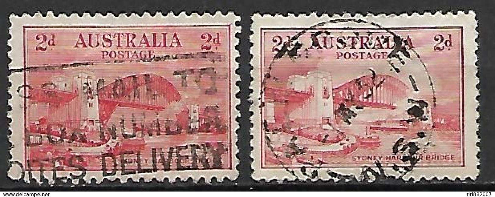 AUSTRALIE   -  1932.   Y&T N° 89  &  92 Oblitérés.  Pont - Used Stamps