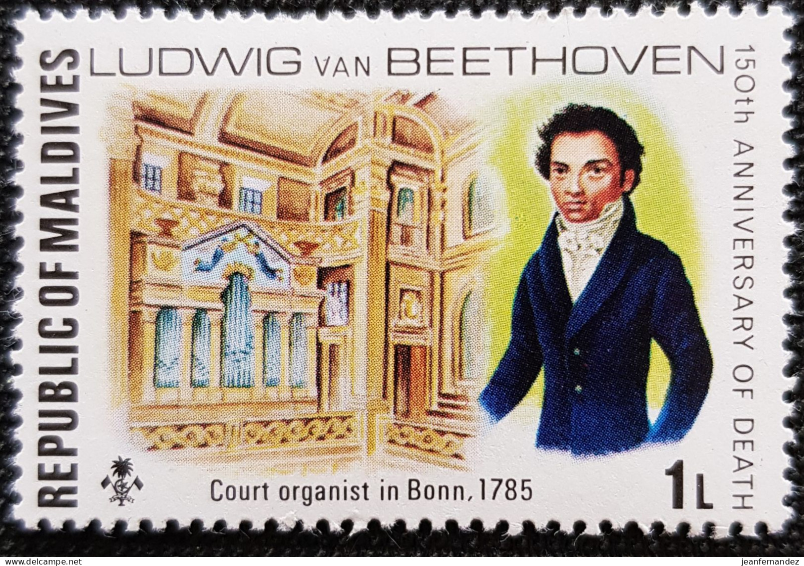 Maldives 1977 The 150th Anniversary Of The Death Of Ludwig Van Beethoven, German Composer, 1770-1827  Stampworld N° 689 - Maldives (1965-...)