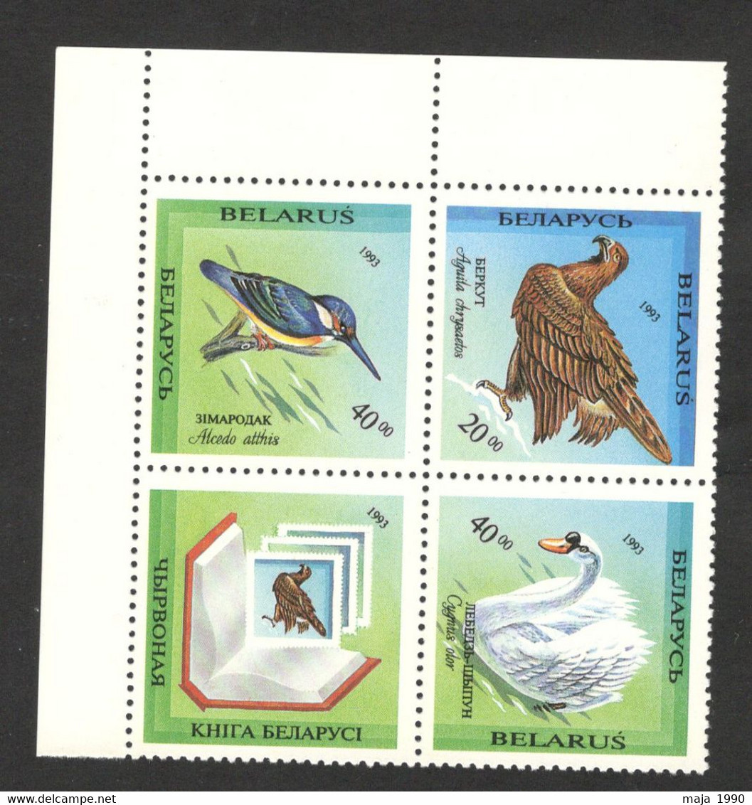 BELARUS-MNH BLOCK OF 4 STAMPS - FAUNA- BIRDS - 1993 - Águilas & Aves De Presa