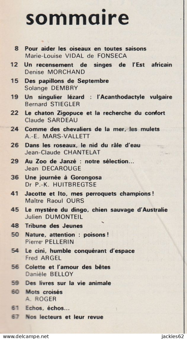 068/ LA VIE DES BETES / BETES ET NATURE N° 68 Du 9/1969, Voir Sommaire - Animali