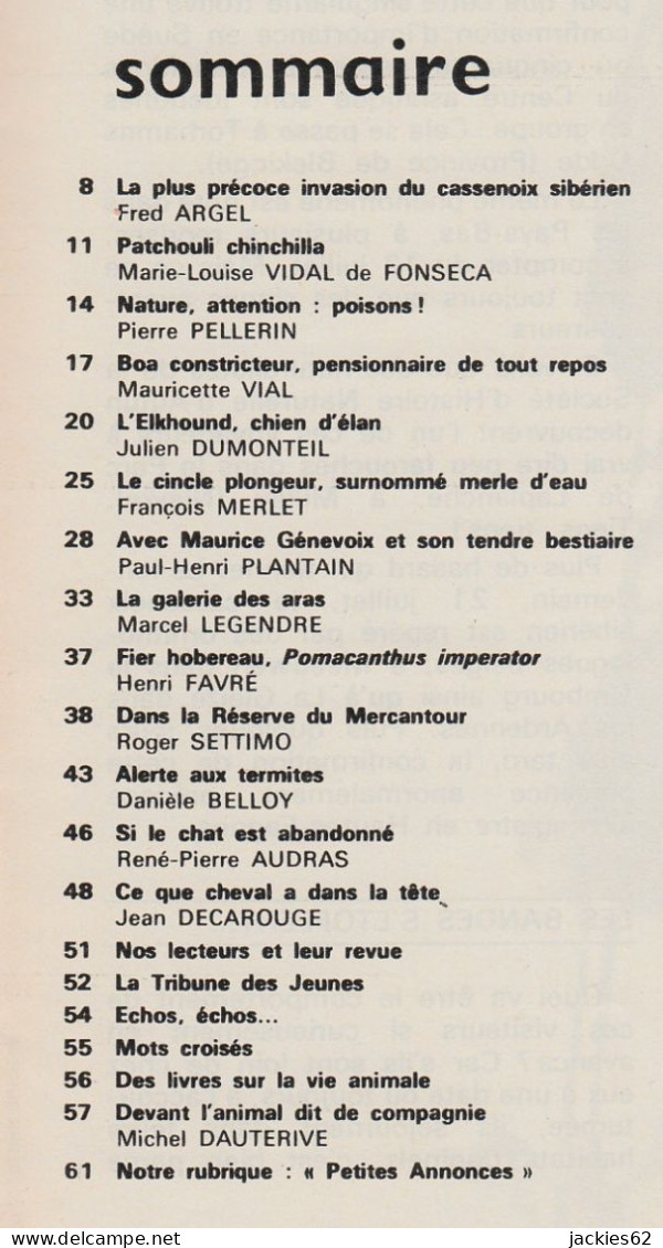 071/ LA VIE DES BETES / BETES ET NATURE N° 71 Du 12/1969, Voir Sommaire - Animali