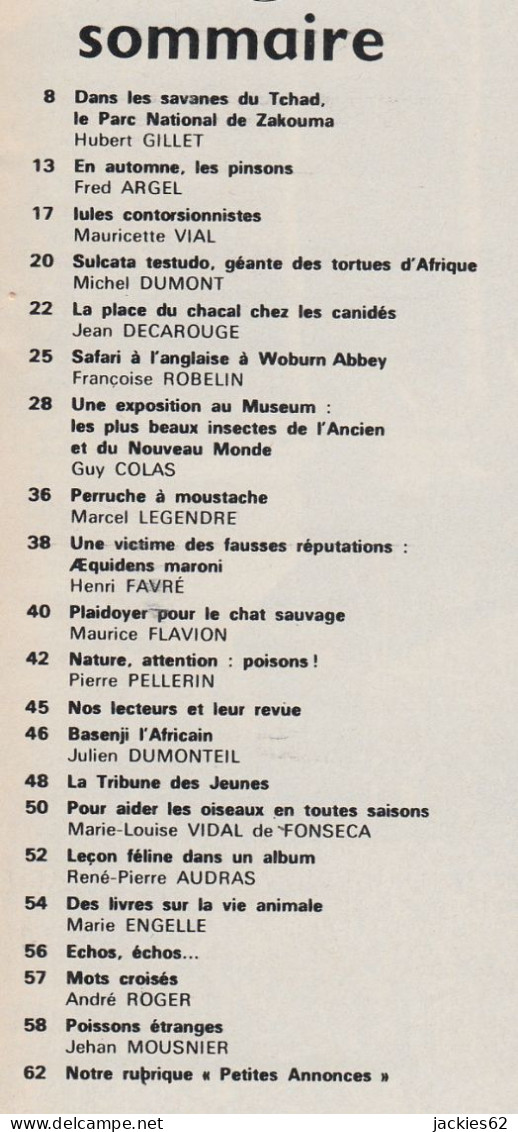 070/ LA VIE DES BETES / BETES ET NATURE N° 70 Du 11/1969, Voir Sommaire - Tierwelt