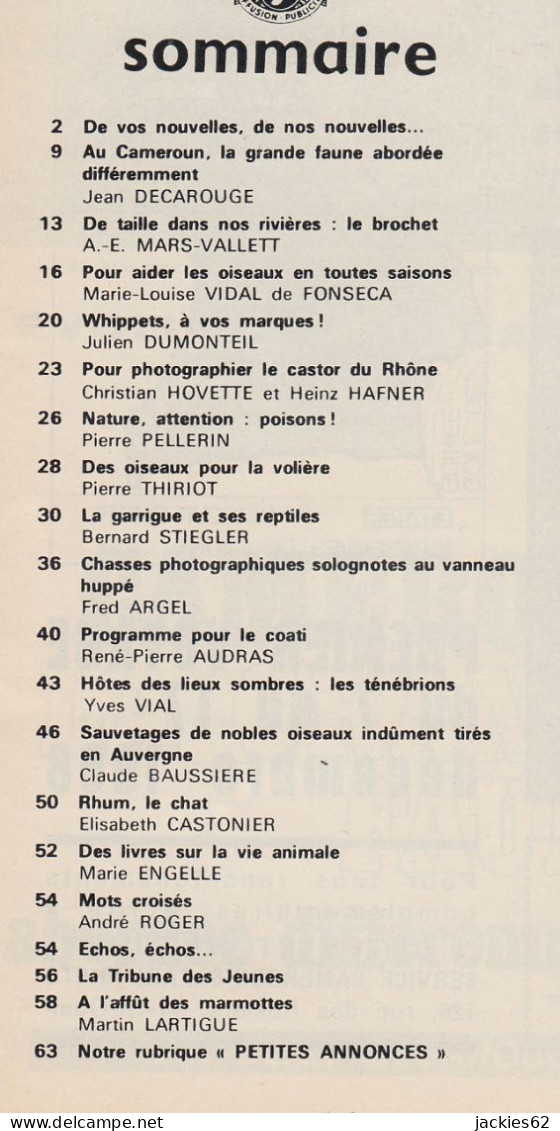 057/ LA VIE DES BETES / BETES ET NATURE N° 57 Du 10/1968, Voir Sommaire - Animales