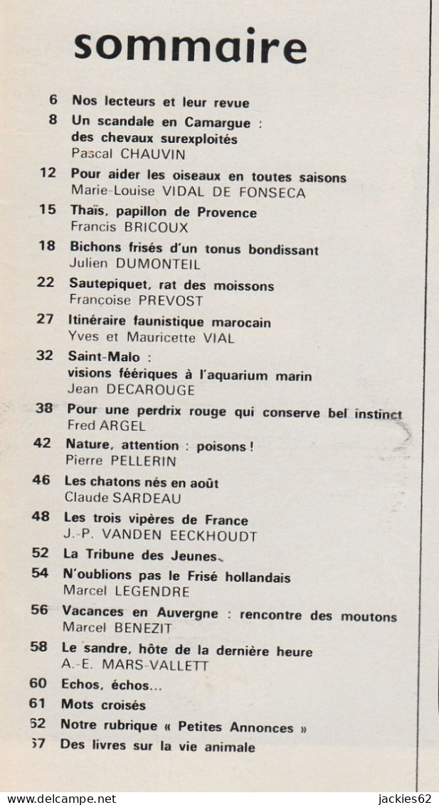 067/ LA VIE DES BETES / BETES ET NATURE N° 67 Du 8/1969, Voir Sommaire - Animals