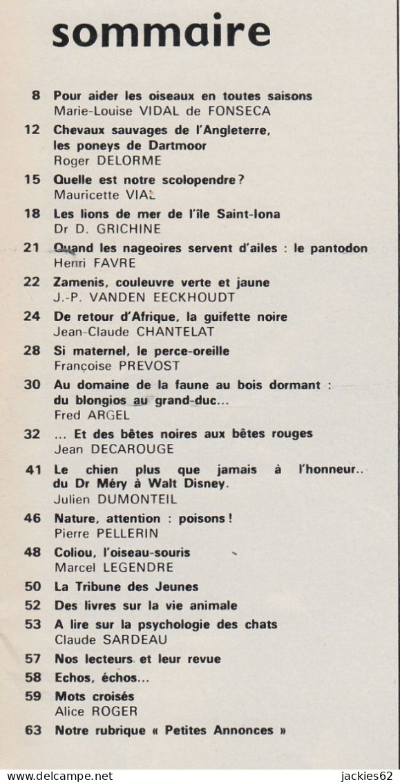 065/ LA VIE DES BETES / BETES ET NATURE N° 65 Du 6/1969, Voir Sommaire - Tierwelt