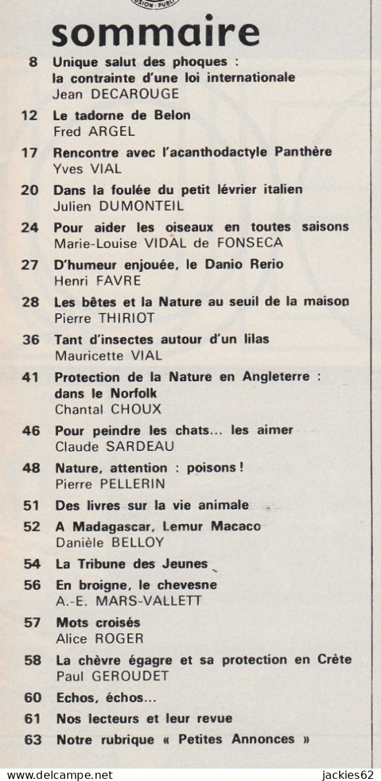 064/ LA VIE DES BETES / BETES ET NATURE N° 64 Du 5/1969, Voir Sommaire - Animals