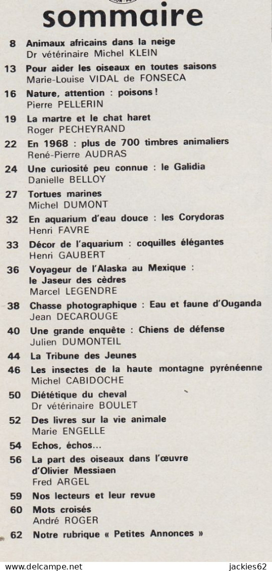 060/ LA VIE DES BETES / BETES ET NATURE N° 60 Du 1/1969, Voir Sommaire - Animaux