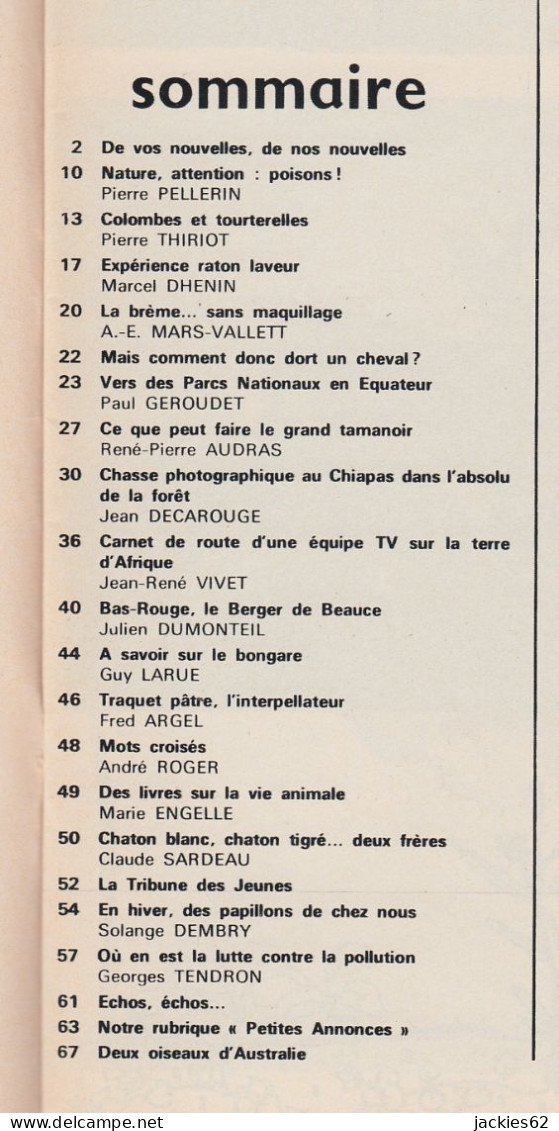 051/ LA VIE DES BETES / BETES ET NATURE N° 51 Du 3/1968, Voir Sommaire - Animaux