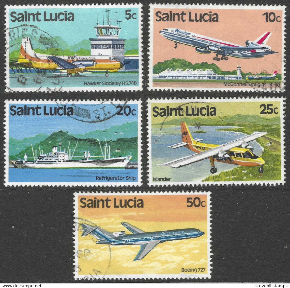 St Lucia. 1980 Transport. 5 Used Values To 50c. SG 537etc. M3167 - St.Lucie (1979-...)