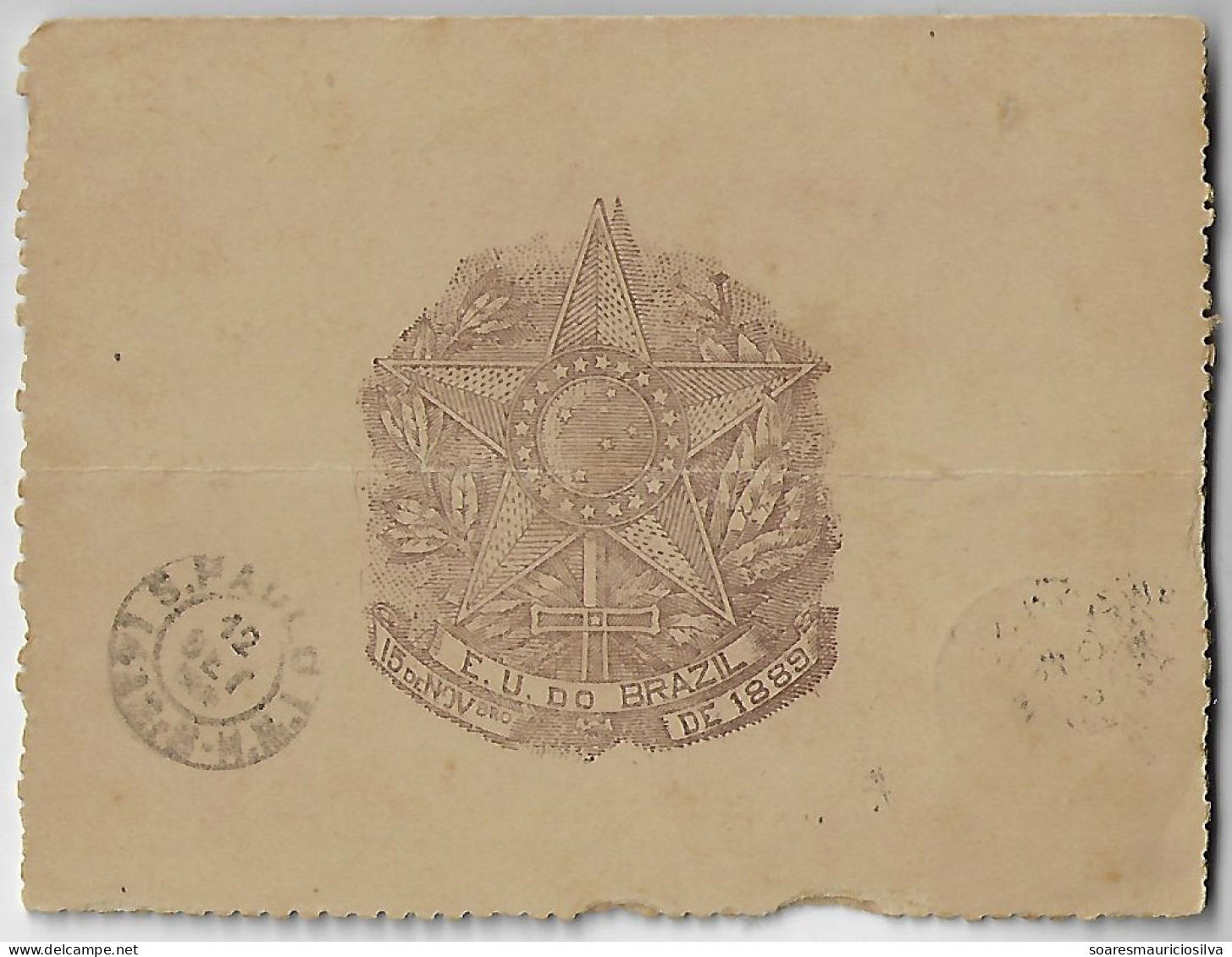 Brazil 1906 Postal Stationery Letter Sheet 3rd Pan-American Congress Central Avenue In RJ Perforation 6¾ Railway Cancel - Postal Stationery