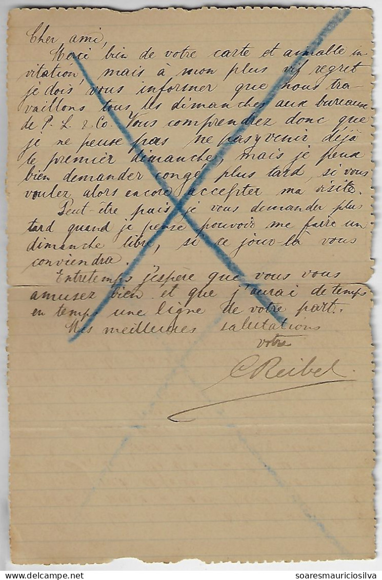 Brazil 1906 Postal Stationery Letter Sheet 3rd Pan-American Congress Central Avenue In RJ Perforation 6¾ Railway Cancel - Postal Stationery