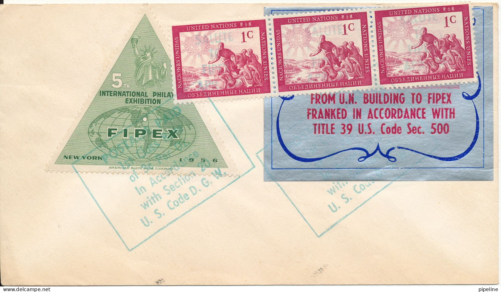UN Cover Sent From UN Building To Fipex 1956 (Read The Text On The Cover) - Brieven En Documenten