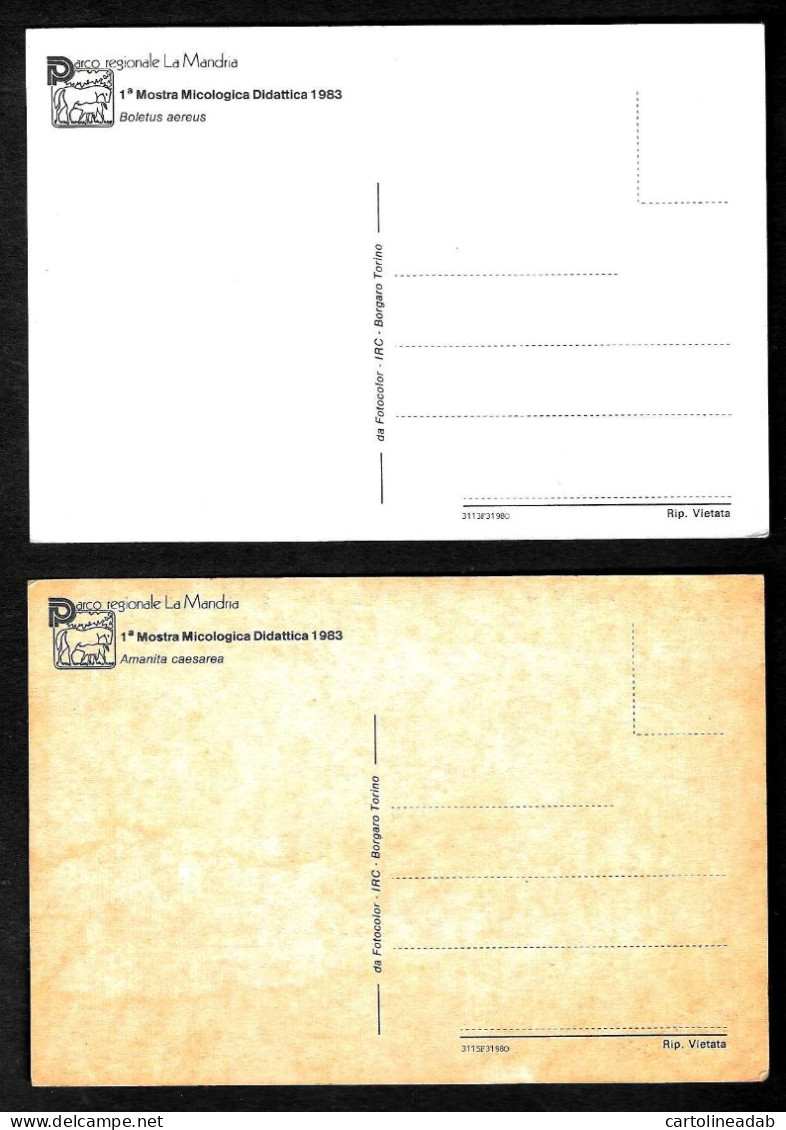 [MD9133] CPM - SERIE DI 2 CARTOLINE - 1° MOSTRA MICOLOGICA DIDATTICA - PARCO REGIONALE LA MANDRIA - PERFETTE - NV - Pilze