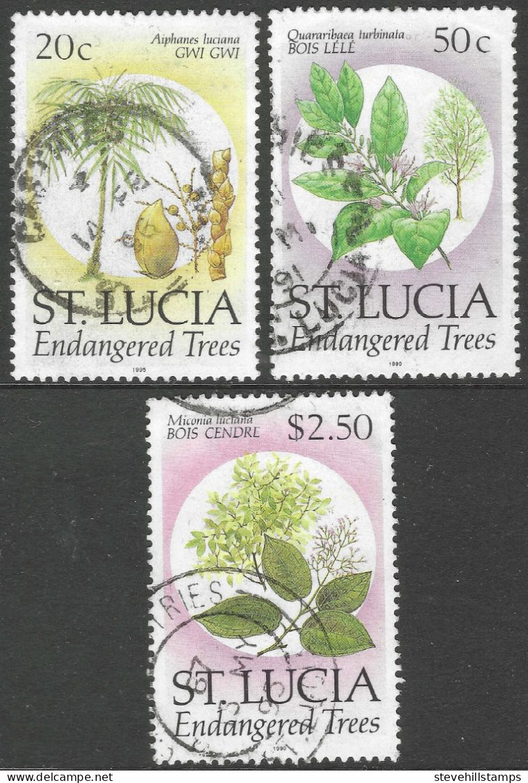 St Lucia. 1990 Endangered Species. 20c, 50c, $2.50 Used. SG 1039, 1085, 1046. M3169 - St.Lucia (1979-...)