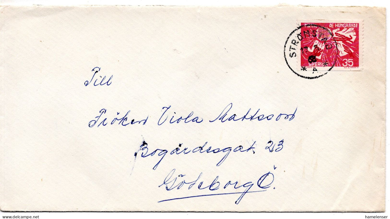 76605 - Schweden - 1963 - 35o. Hungerhilfe EF A Bf STROENSTAD -> Goeteborg - Briefe U. Dokumente