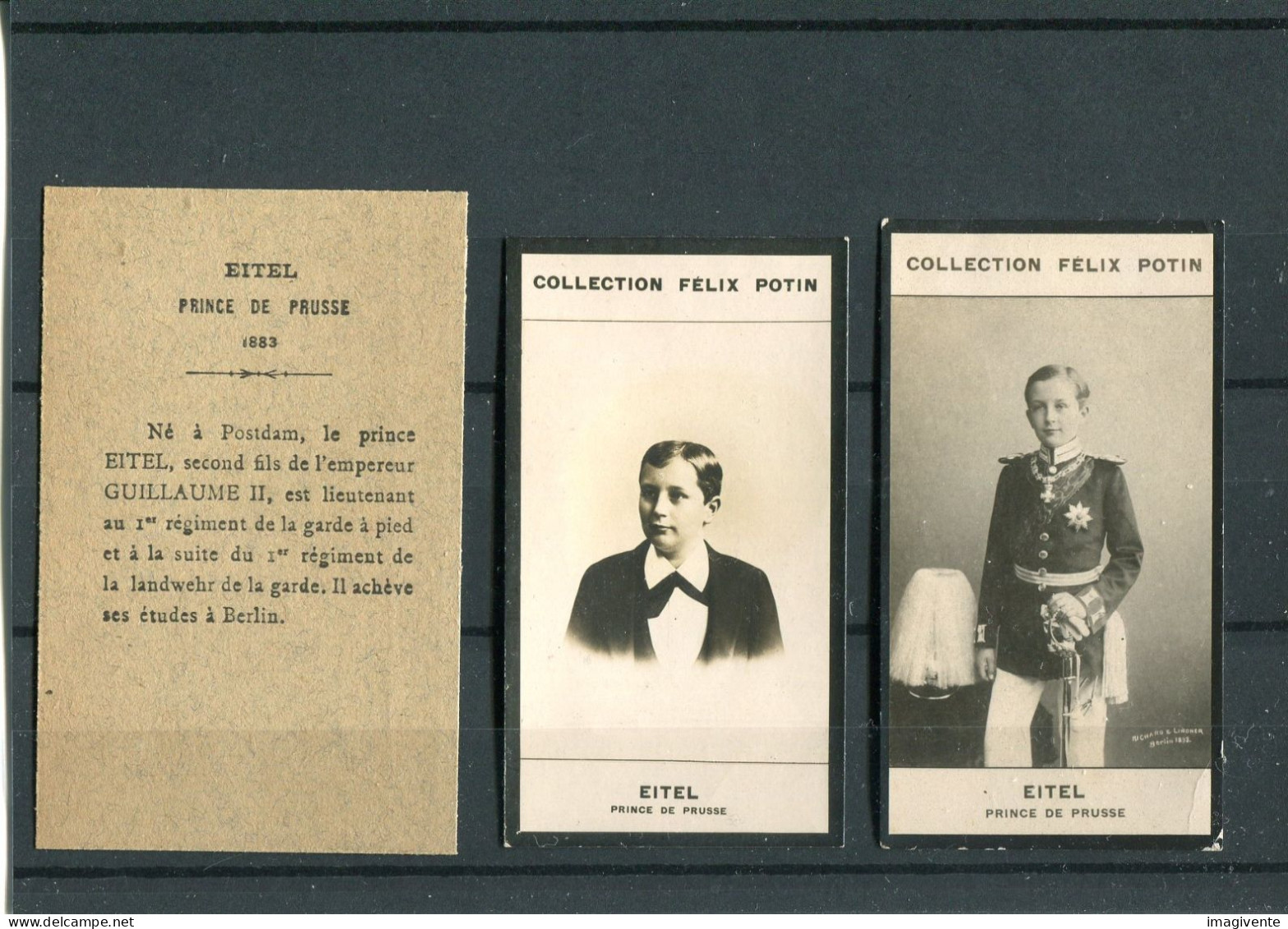 Lot De 2 Images Photos Felix Potin EITEL Prince De PRUSSE   Avec Biographie - Album & Collezioni