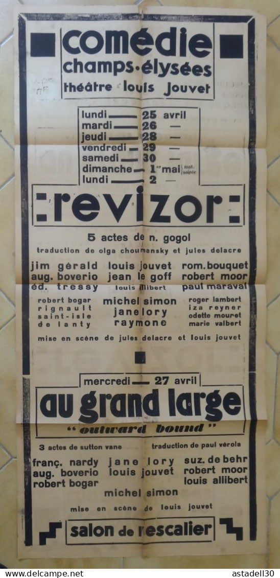 Affiche Comédie Champs Elysées, Louis JOUVET, Le Revizor (1927 ??) ................ AFF-JOU..... MEU - Afiches