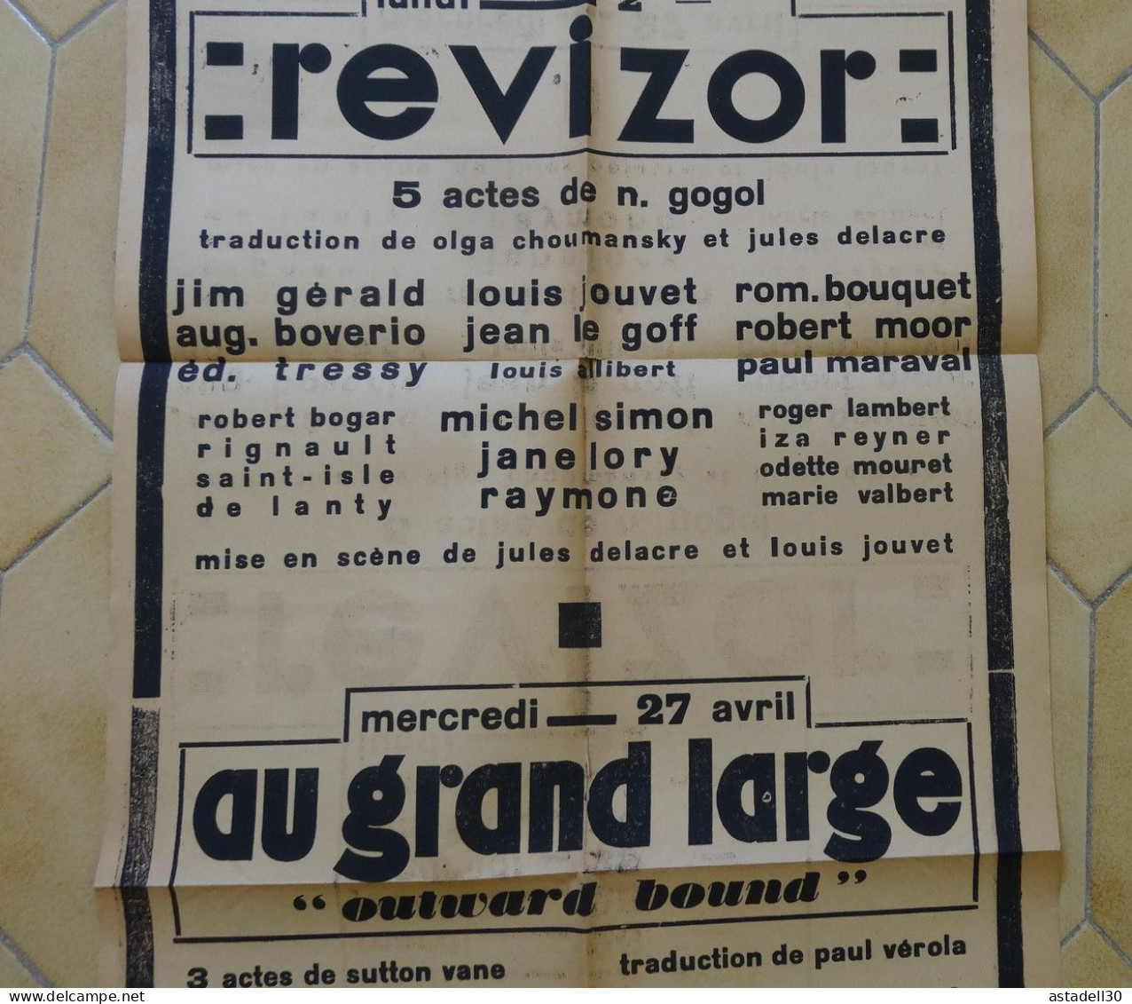 Affiche Comédie Champs Elysées, Louis JOUVET, Le Revizor (1927 ??) ................ AFF-JOU..... MEU - Posters