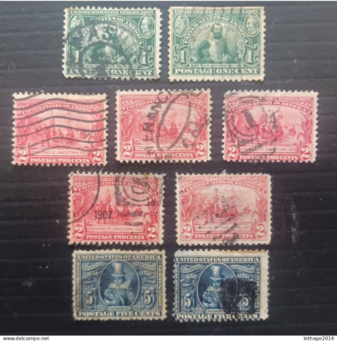 UNITED STATE 1907 JAMESTOWN EXPOSITION SC N 328-329-330 DIFFERENT PERFORATIONS - Usados