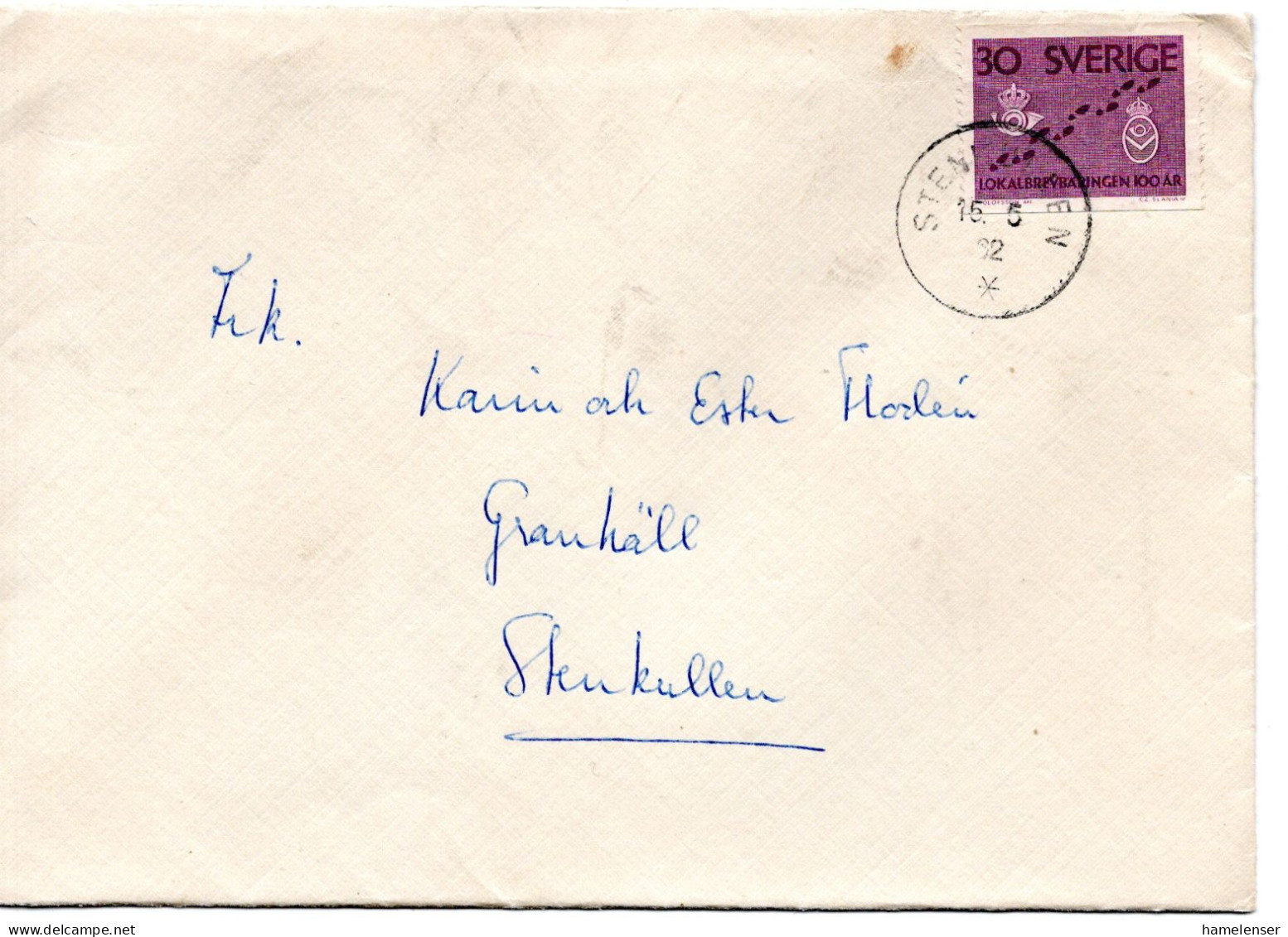 76607 - Schweden - 1962 - 30o. Lokalpost EF A OrtsBf STENKULLEN - Briefe U. Dokumente