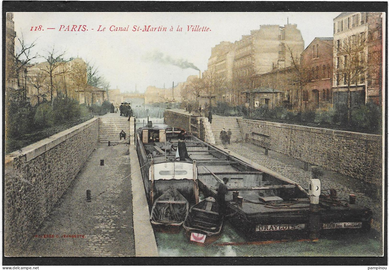 PARIS - Canal St Martin à La Villette - Nombreuses Péniches - La Seine Et Ses Bords