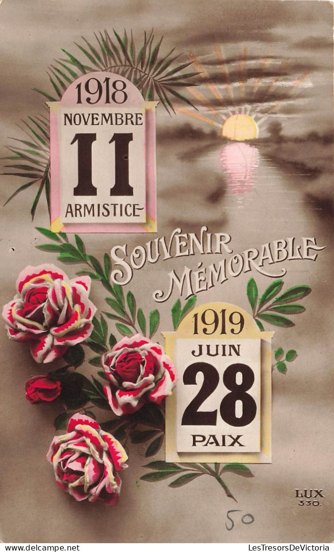 SOUVENIR DE... - Souvenir Mémorable - 1918 Novembre 11 Armistice - 1919 Juin 28 Paix - Carte Postale Ancienne - Saluti Da.../ Gruss Aus...