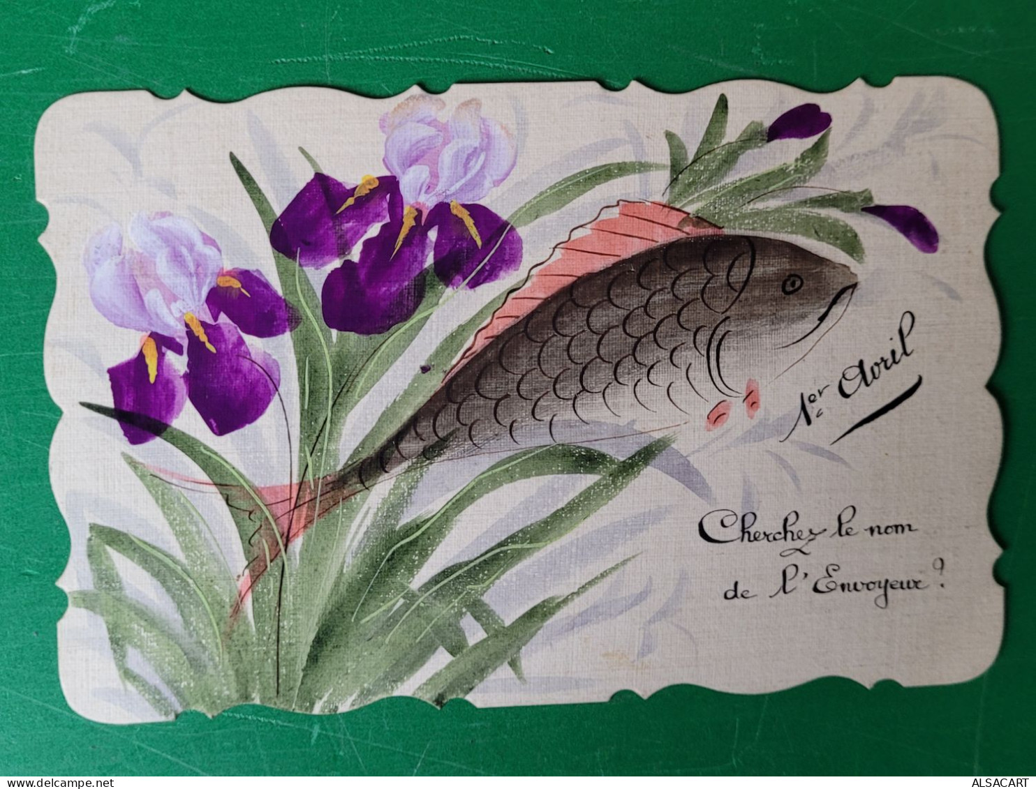 Premier Avril , Poissons , Carte Aquarelle , Artisanale , Dessin - 1° Aprile (pesce Di Aprile)