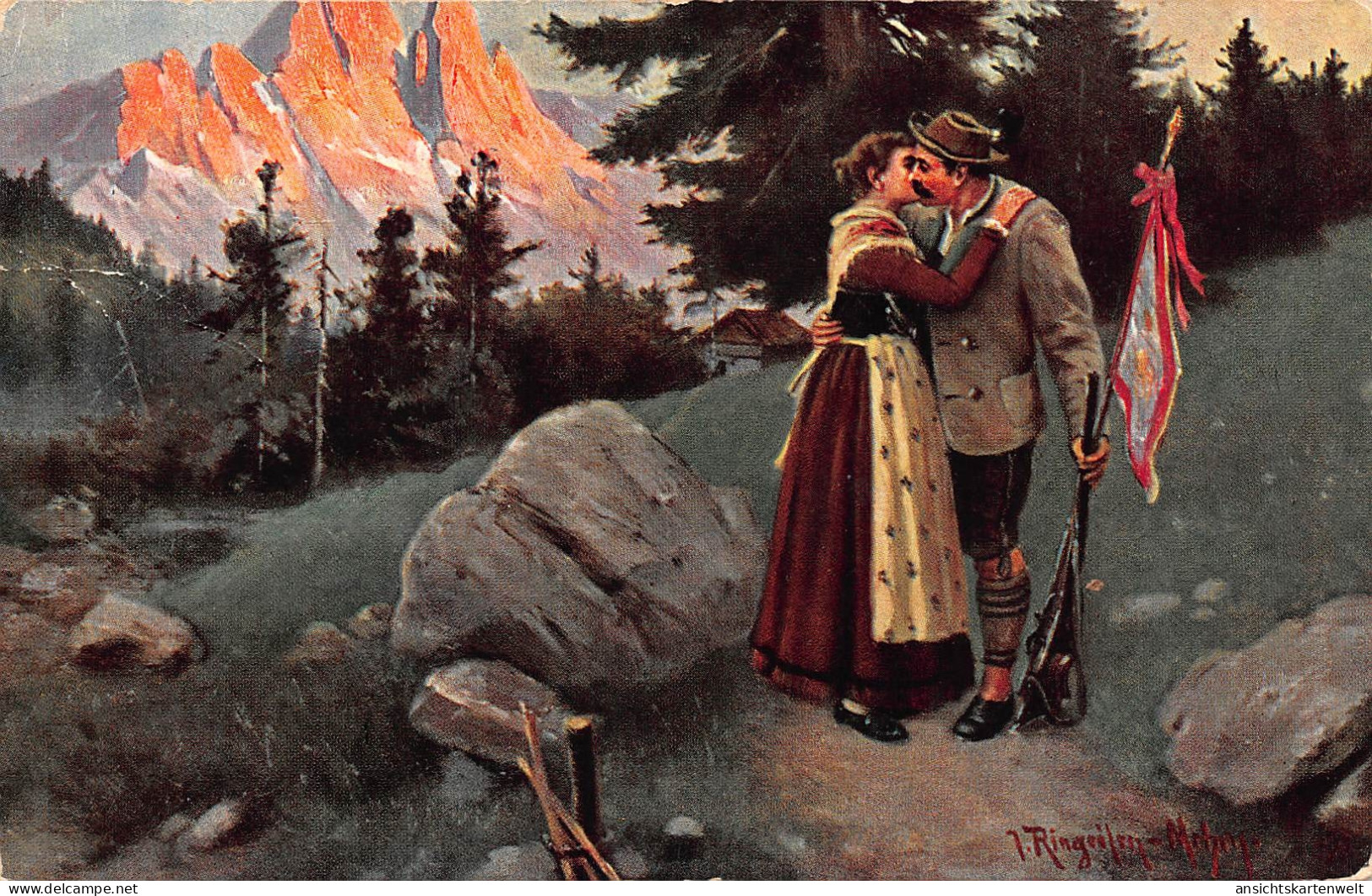 Volkstrachten Abschied Der Liebenden Glca.1910 #161.280 - Autres & Non Classés
