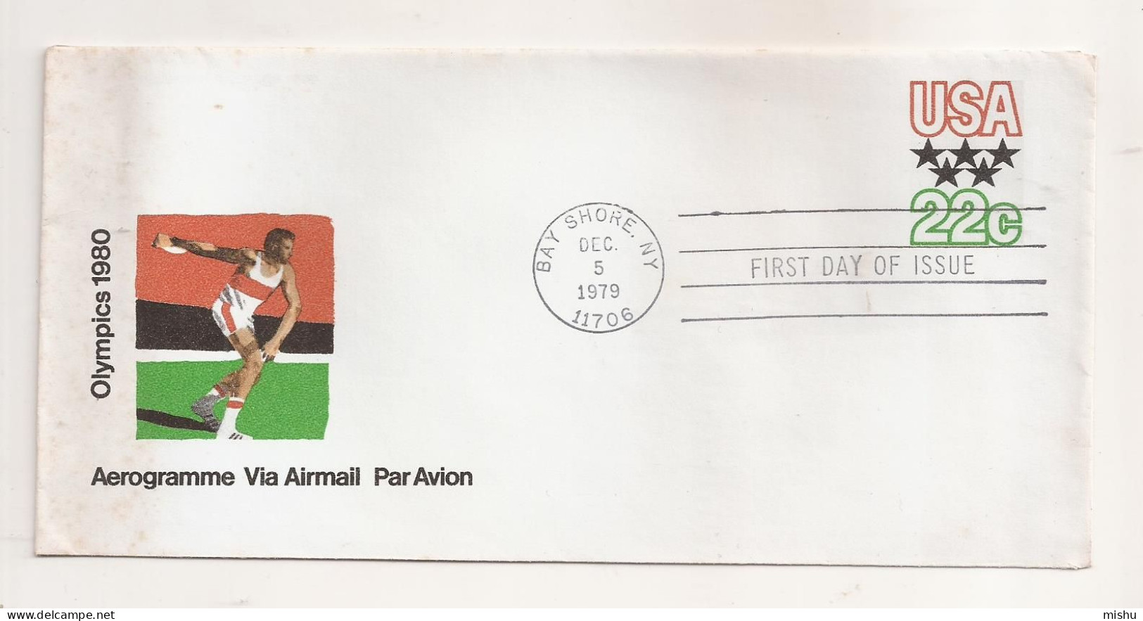 P7 Envelope FDC-USA - Olympics 1980 - First Day Of Issue ,uncirculated 1979 - Autres & Non Classés