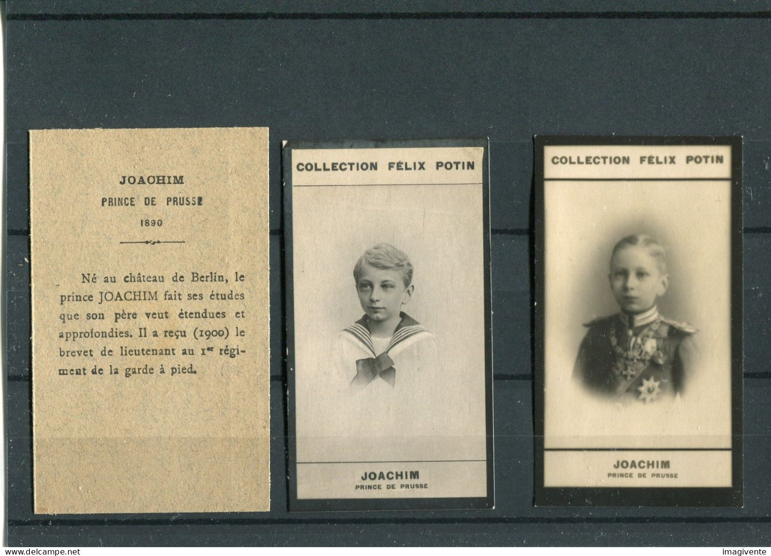 Lot De 2 Images Photos Felix Potin JOACHIM Prince De PRUSSE   Avec Biographie - Albums & Collections