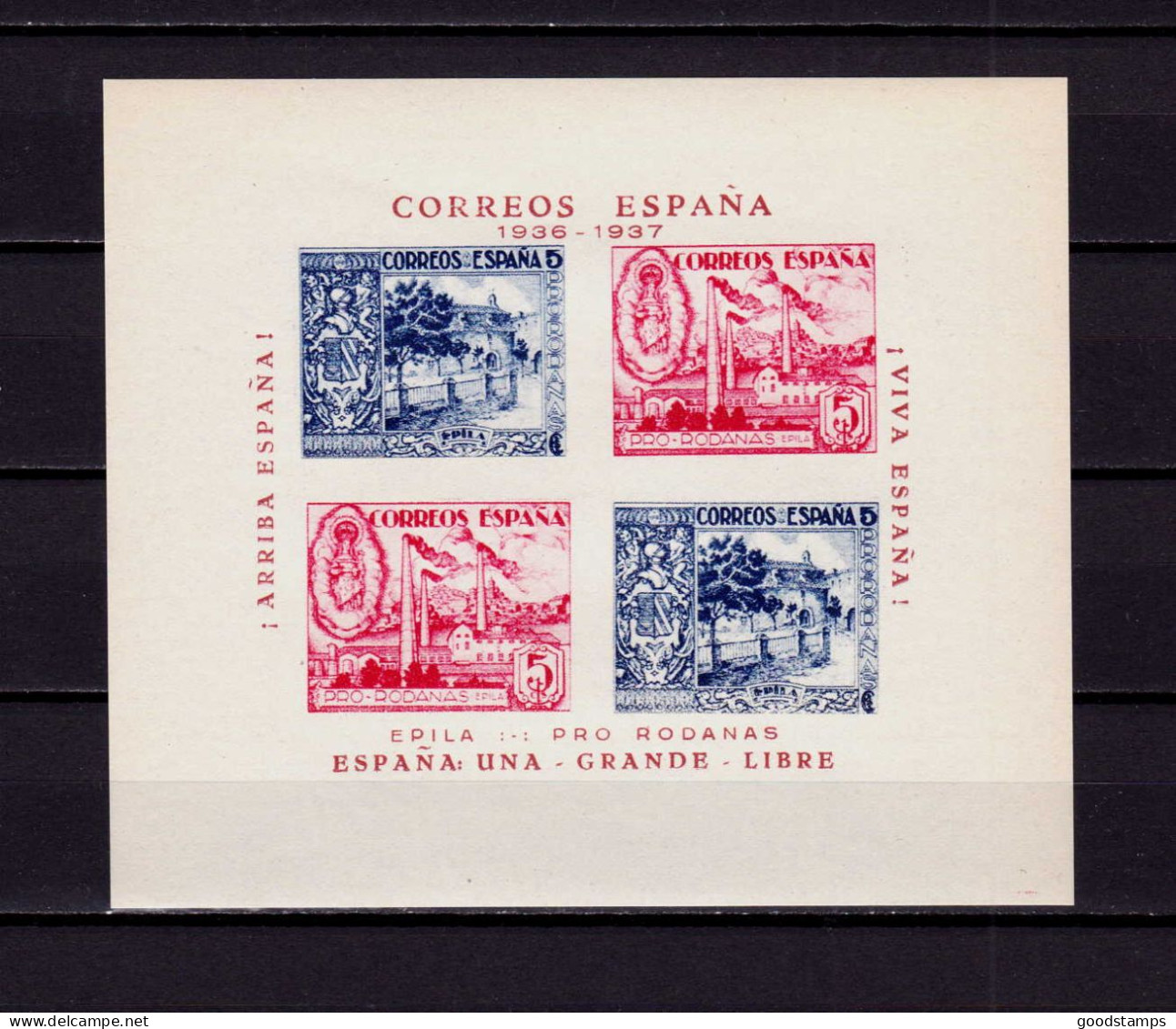 Spain 1937  Local Issue Civil War , Pro Ronanas, 5Cts. Red/blue , Imperf. MNH - Spanish Civil War Labels