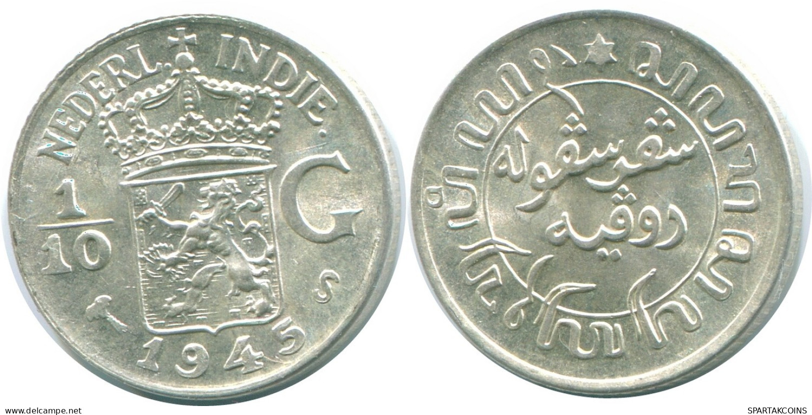 1/10 GULDEN 1945 S NETHERLANDS EAST INDIES SILVER Colonial Coin #NL13987.3.U.A - Indes Néerlandaises