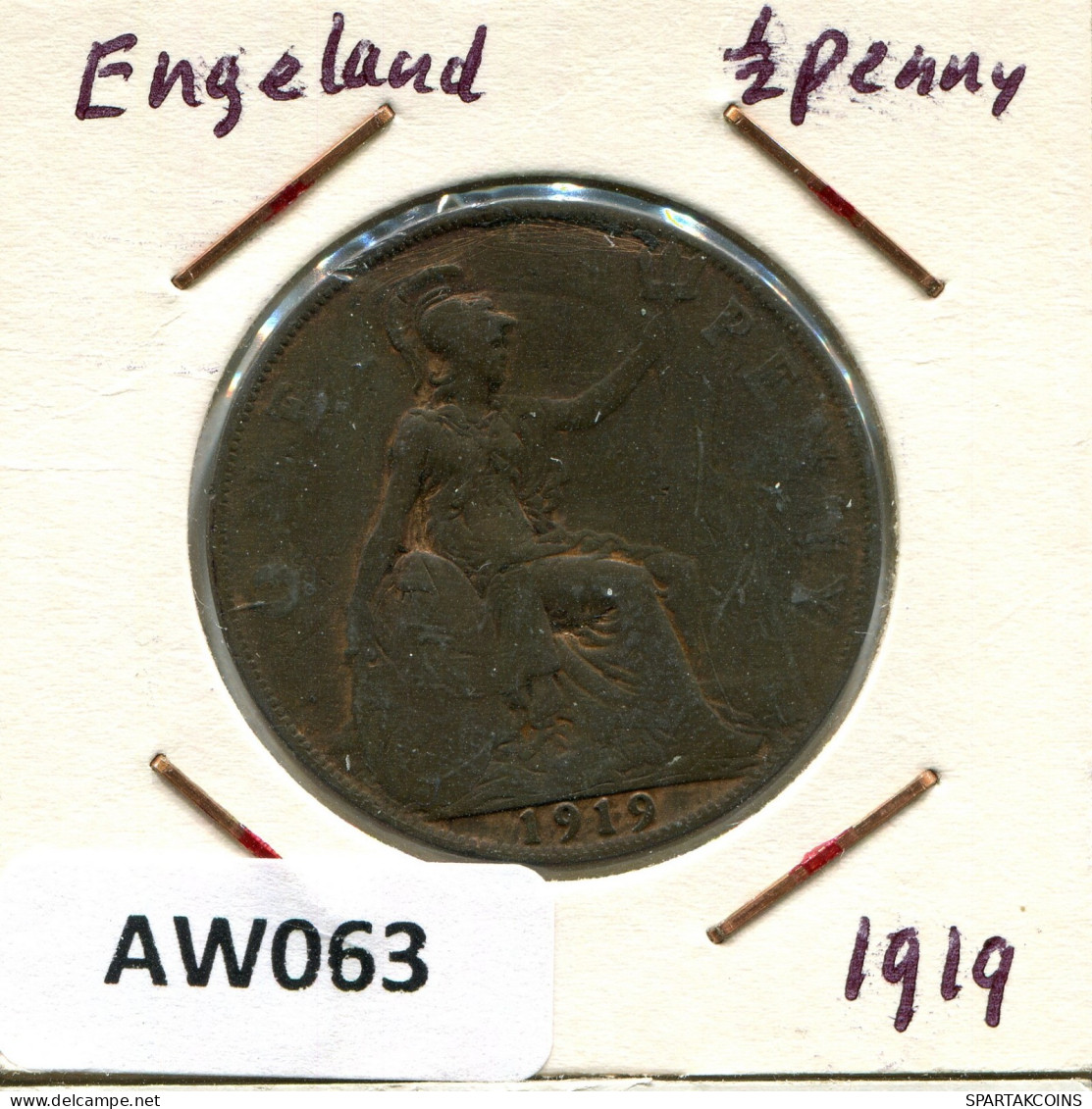 PENNY 1919 UK GREAT BRITAIN Coin #AW063.U.A - D. 1 Penny
