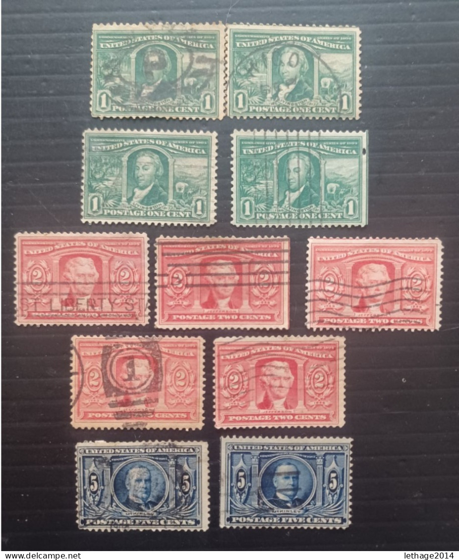 UNITED STATE 1904 LOUISIANA PURCHASE SC N 323-324-326 DIFFERENT PERFORATIONS - Oblitérés