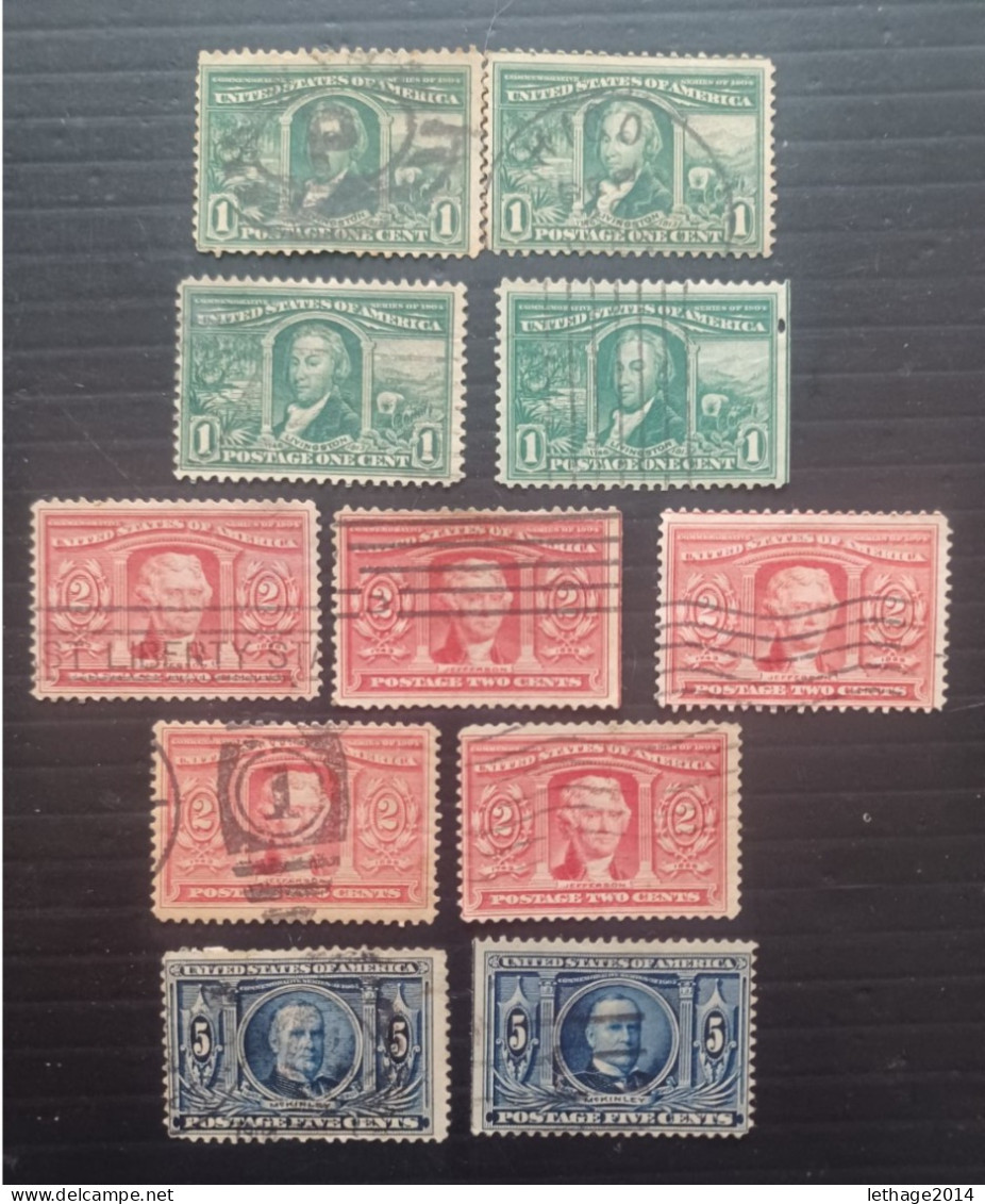 UNITED STATE 1904 LOUISIANA PURCHASE SC N 323-324-326 DIFFERENT PERFORATIONS - Usados