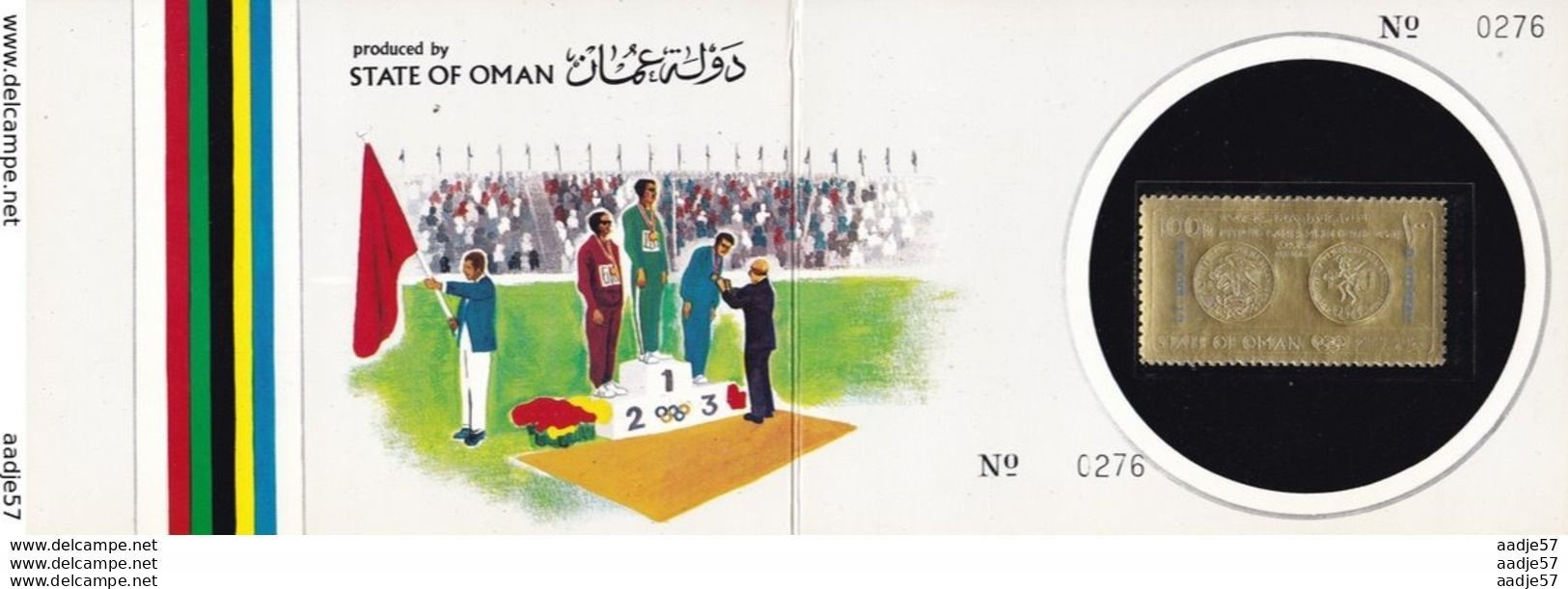 Booklet Wit Golden Stamp - State Of Oman - Olympics Mexico 1968 Gr Bitain D.Hemery Nummered MNH** - Sommer 1968: Mexico