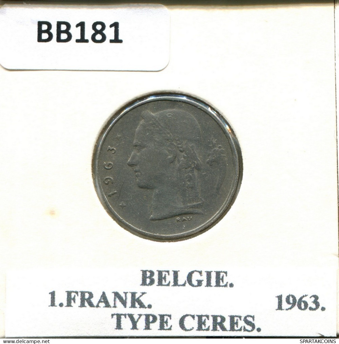 1 FRANC 1963 DUTCH Text BÉLGICA BELGIUM Moneda #BB181.E.A - 1 Franc