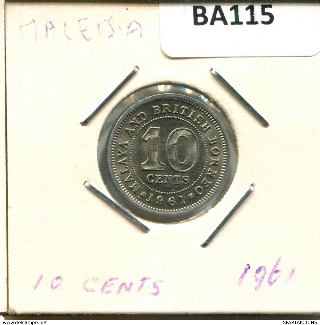 10 CENTS 1961 MALAYA AND BRITISH BORNEO Moneda #BA115.E.A - Autres – Asie