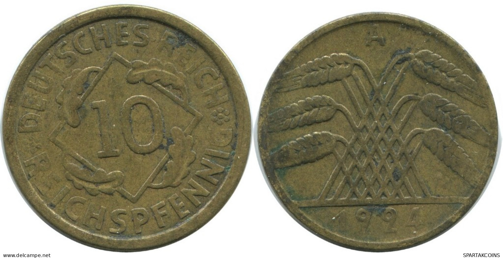 10 REICHSPFENNIG 1924 A ALEMANIA Moneda GERMANY #AD575.9.E.A - 10 Renten- & 10 Reichspfennig