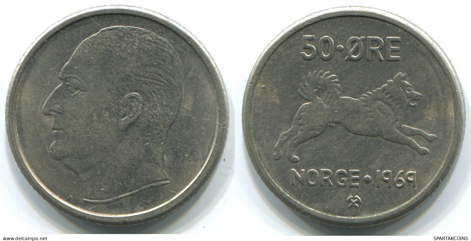 50 ORE 1969 NORWAY Coin #WW1059.U.A - Norway