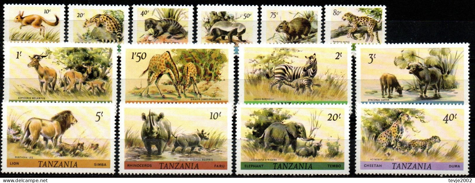 Tansania 1980 - Mi.Nr. 161 - 174- Postfrisch MNH - Tiere Animals - Tanzanie (1964-...)