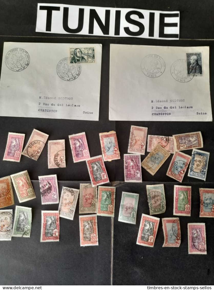 TUNISIE  2 X 1er JOUR 1954 + 1956 +2 G COLIS POSTAUX 突尼斯 2 X 第一天 1954 年 + 1956 年 +2 克邮政包裹 2 X 1st DAY Covers + 2 G - Mezclas (max 999 Sellos)